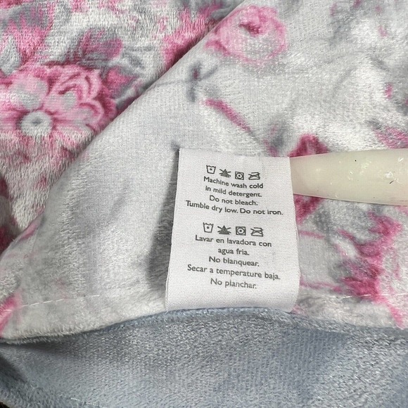 Laura Ashley floral Pink Grey Baby Blanket Minky Flannel Fleece - Picture 3 of 6